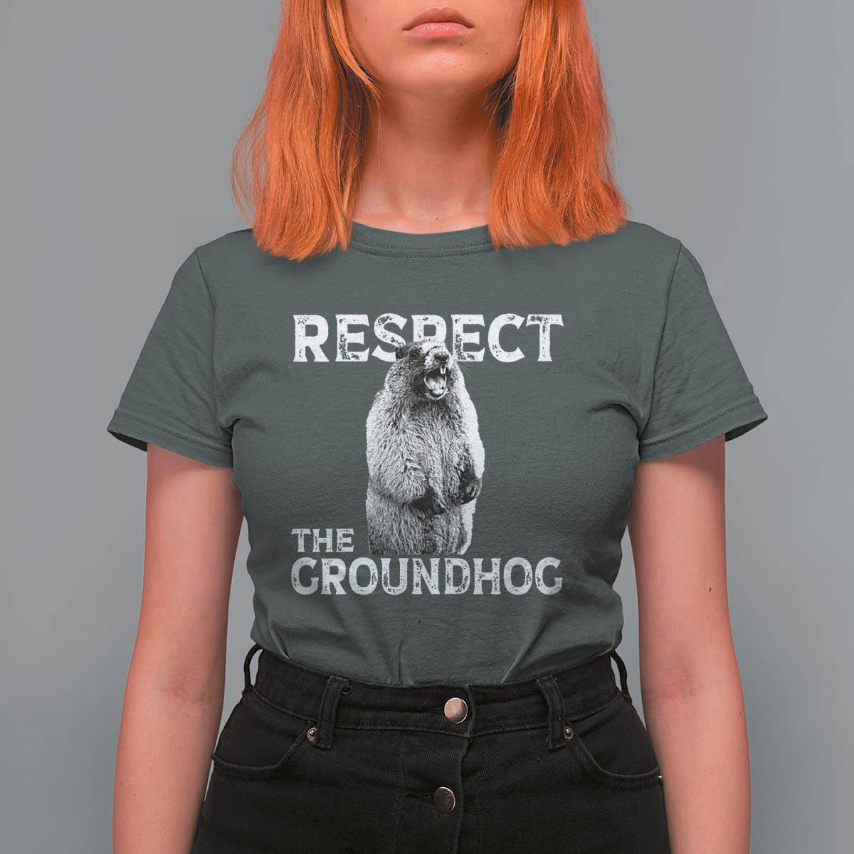 Funny Respect The Groundhog T Shirt For Women Screaming Woodchuck Meme Groundhog Day - Wonder Print Shop