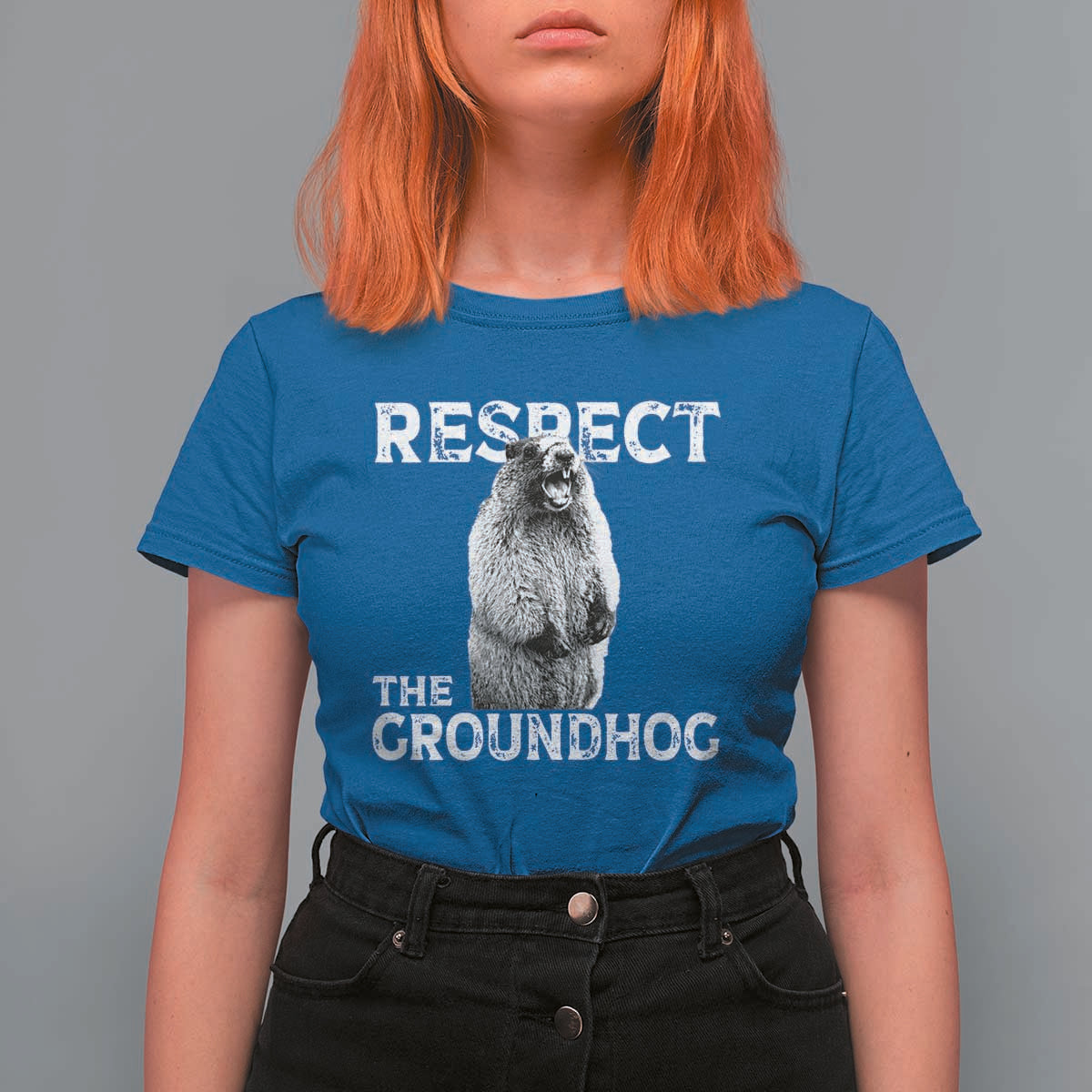 Funny Respect The Groundhog T Shirt For Women Screaming Woodchuck Meme Groundhog Day - Wonder Print Shop