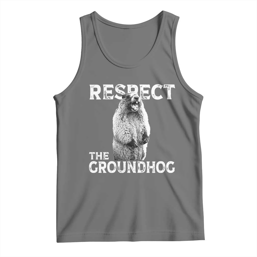 Funny Respect The Groundhog Tank Top Screaming Woodchuck Meme Groundhog Day - Wonder Print Shop