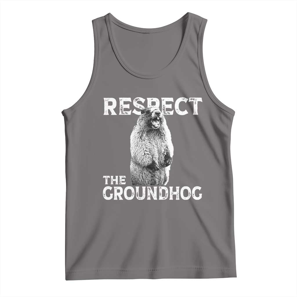 Funny Respect The Groundhog Tank Top Screaming Woodchuck Meme Groundhog Day - Wonder Print Shop