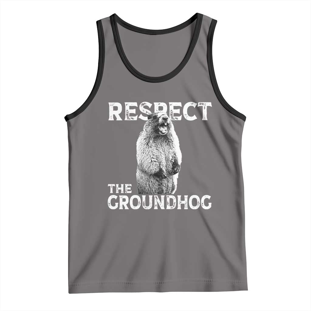 Funny Respect The Groundhog Tank Top Screaming Woodchuck Meme Groundhog Day - Wonder Print Shop