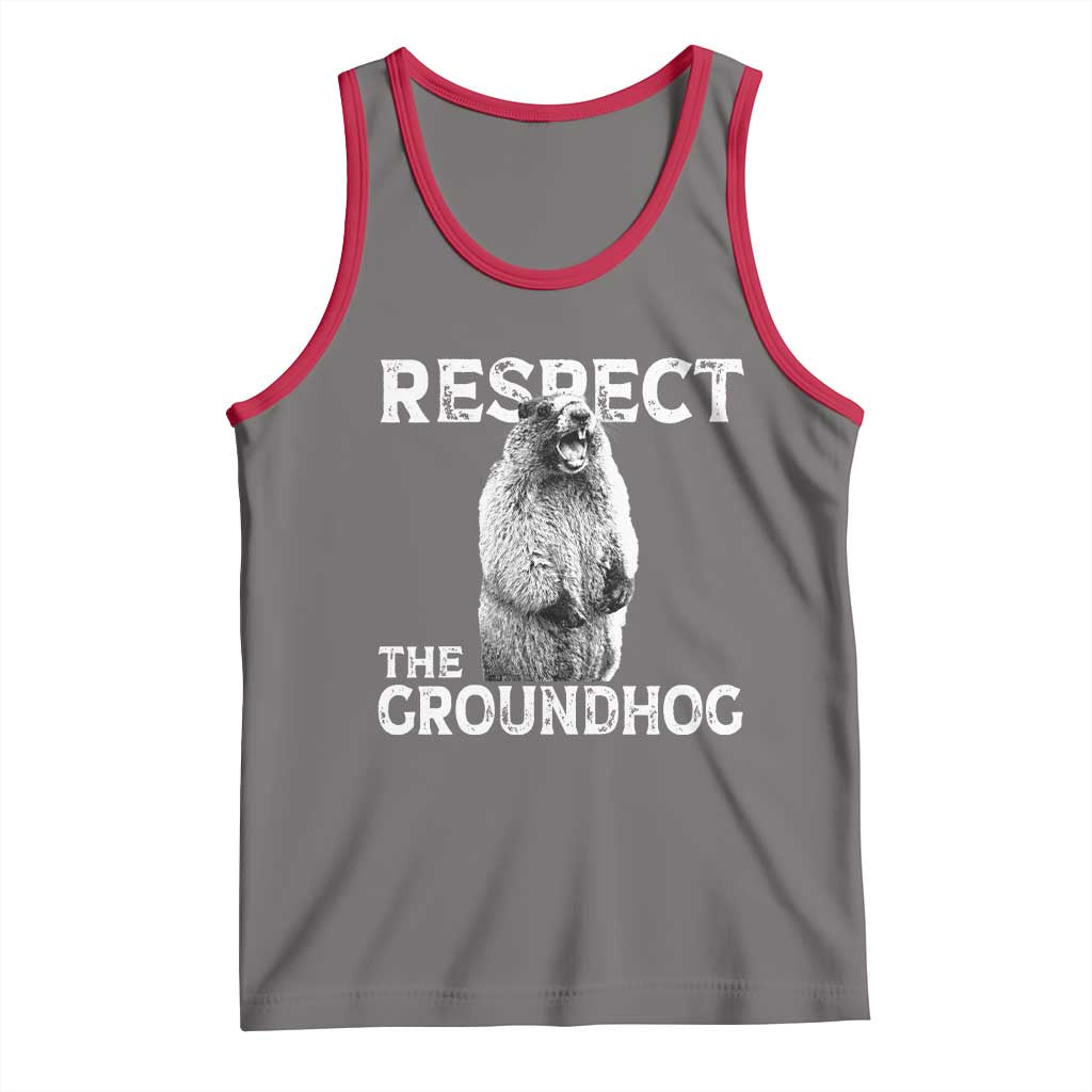 Funny Respect The Groundhog Tank Top Screaming Woodchuck Meme Groundhog Day - Wonder Print Shop