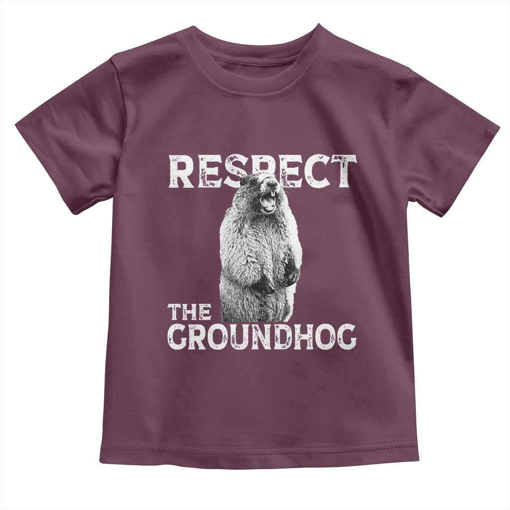 Funny Respect The Groundhog Toddler T Shirt Screaming Woodchuck Meme Groundhog Day - Wonder Print Shop