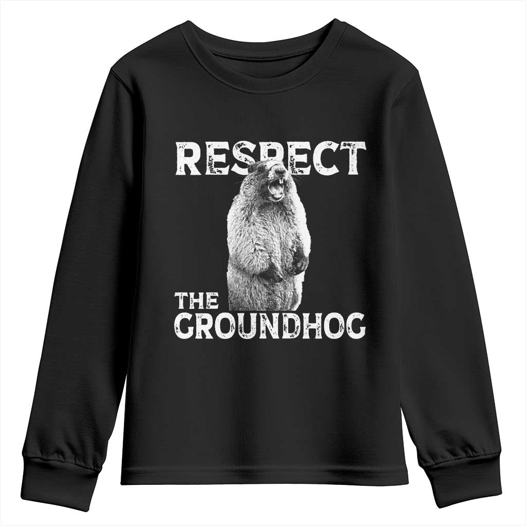Funny Respect The Groundhog Youth Sweatshirt Screaming Woodchuck Meme Groundhog Day - Wonder Print Shop