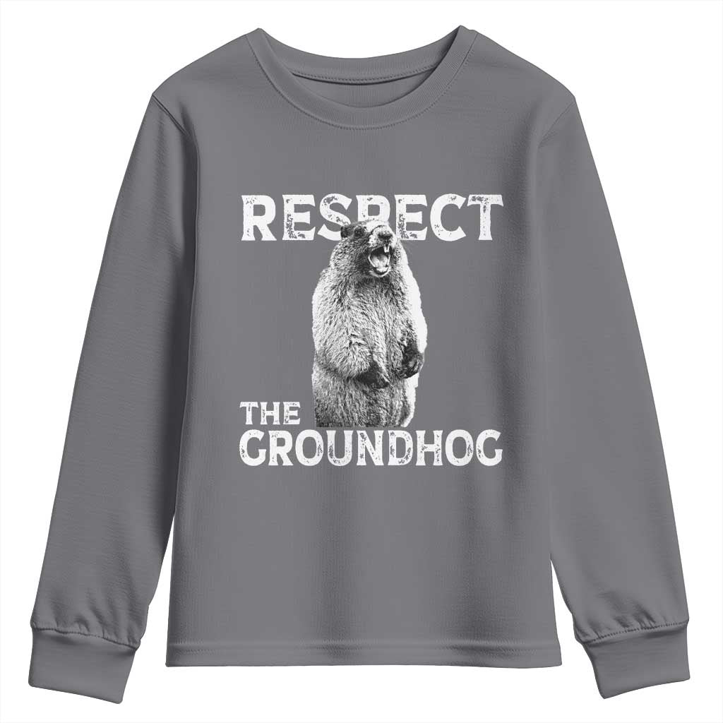 Funny Respect The Groundhog Youth Sweatshirt Screaming Woodchuck Meme Groundhog Day - Wonder Print Shop