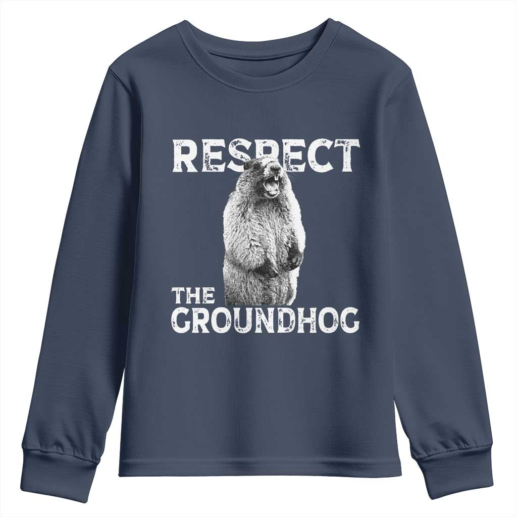 Funny Respect The Groundhog Youth Sweatshirt Screaming Woodchuck Meme Groundhog Day - Wonder Print Shop