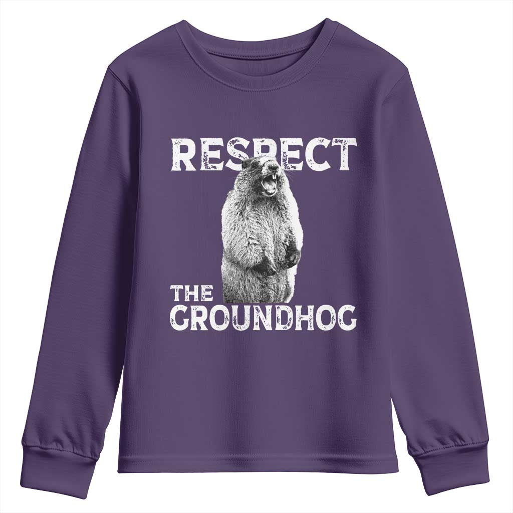 Funny Respect The Groundhog Youth Sweatshirt Screaming Woodchuck Meme Groundhog Day - Wonder Print Shop