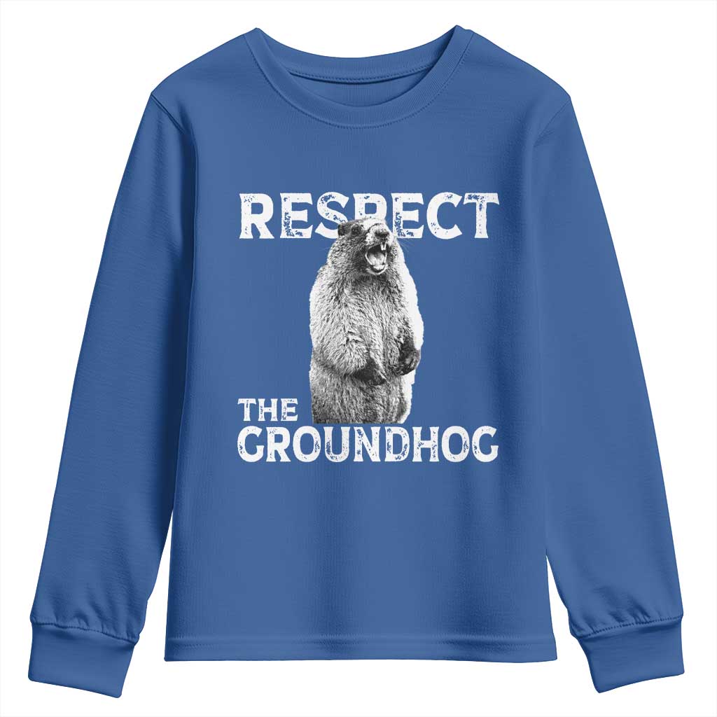 Funny Respect The Groundhog Youth Sweatshirt Screaming Woodchuck Meme Groundhog Day - Wonder Print Shop