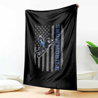 Snowmobile American Flag  Snowcross Riding Winter Sport Throw Blanket - Wonder Print Shop