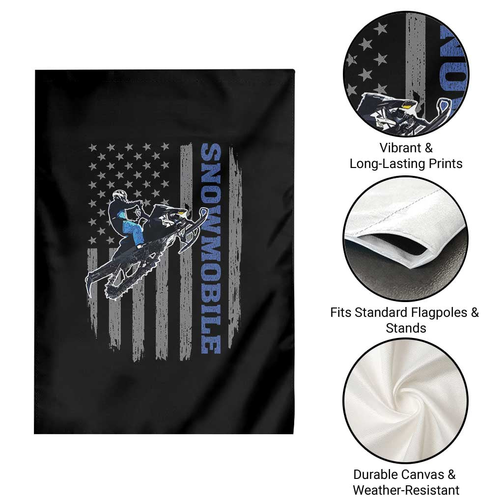 Snowmobile American Flag  Snowcross Riding Winter Sport Garden Flag - Wonder Print Shop