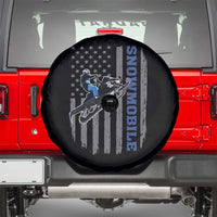 Snowmobile American Flag  Snowcross Riding Winter Sport Spare Tire Cover - Wonder Print Shop