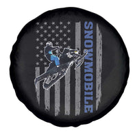 Snowmobile American Flag  Snowcross Riding Winter Sport Spare Tire Cover - Wonder Print Shop