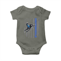 Snowmobile American Flag  Snowcross Riding Winter Sport Baby Onesie - Wonder Print Shop