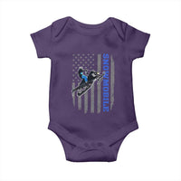 Snowmobile American Flag  Snowcross Riding Winter Sport Baby Onesie - Wonder Print Shop