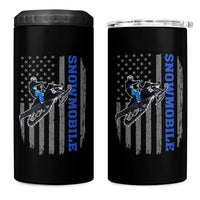 Snowmobile American Flag  Snowcross Riding Winter Sport 4 in 1 Can Cooler Tumbler - Wonder Print Shop