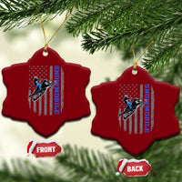 Snowmobile American Flag  Snowcross Riding Winter Sport Ceramic Ornament - Wonder Print Shop