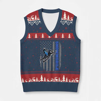 Snowmobile American Flag  Snowcross Riding Winter Sport V-Neck Knit Sweater Vest - Wonder Print Shop