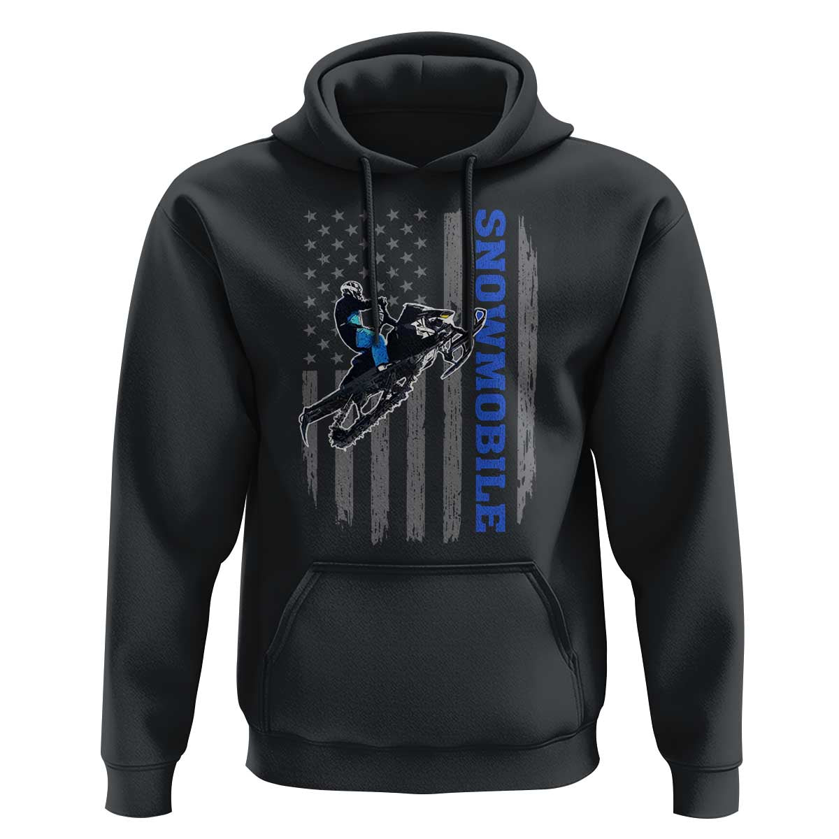 Snowmobile American Flag  Snowcross Riding Winter Sport Hoodie - Wonder Print Shop