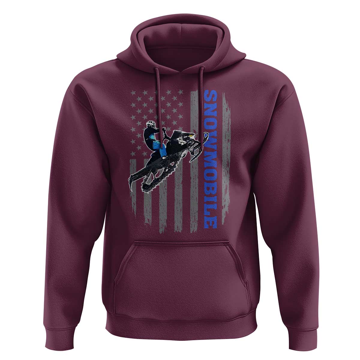 Snowmobile American Flag  Snowcross Riding Winter Sport Hoodie - Wonder Print Shop