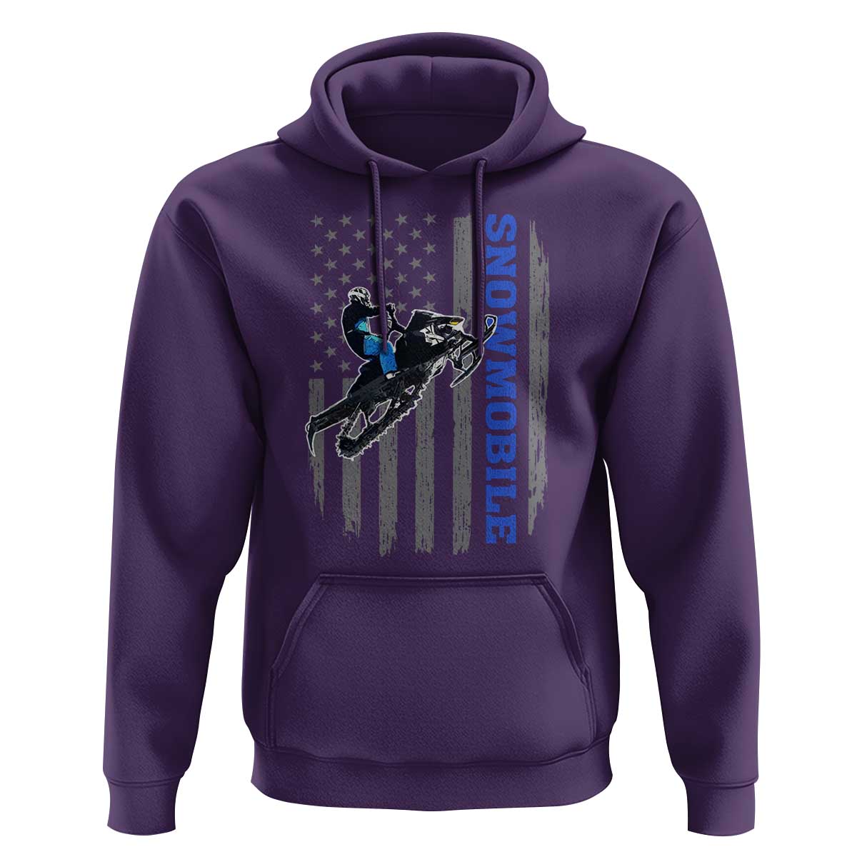 Snowmobile American Flag  Snowcross Riding Winter Sport Hoodie - Wonder Print Shop
