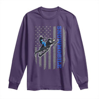 Snowmobile American Flag  Snowcross Riding Winter Sport Long Sleeve Shirt - Wonder Print Shop