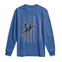 Snowmobile American Flag  Snowcross Riding Winter Sport Long Sleeve Shirt - Wonder Print Shop