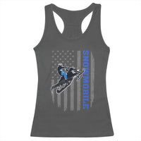 Snowmobile American Flag  Snowcross Riding Winter Sport Racerback Tank Top - Wonder Print Shop