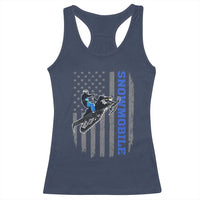 Snowmobile American Flag  Snowcross Riding Winter Sport Racerback Tank Top - Wonder Print Shop