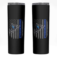 Snowmobile American Flag  Snowcross Riding Winter Sport Skinny Tumbler - Wonder Print Shop