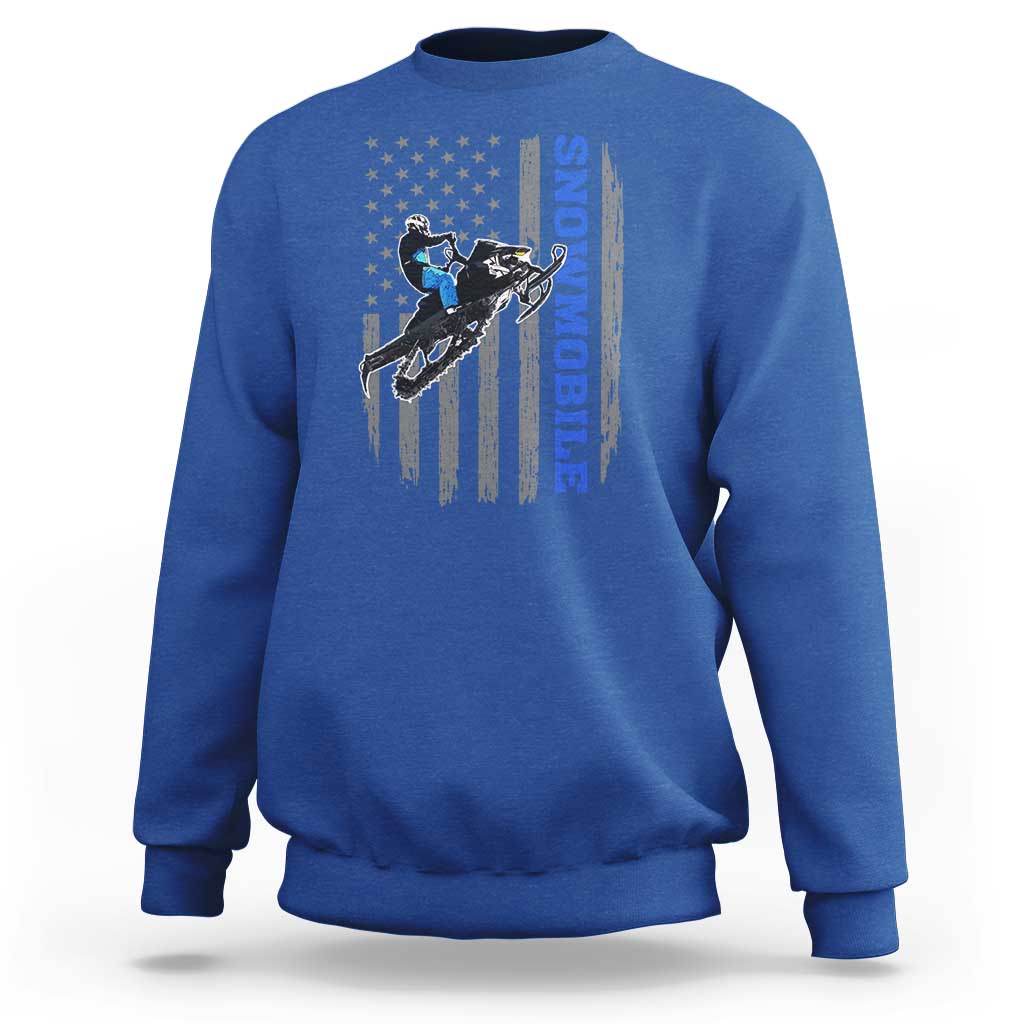 Snowmobile American Flag  Snowcross Riding Winter Sport Sweatshirt - Wonder Print Shop