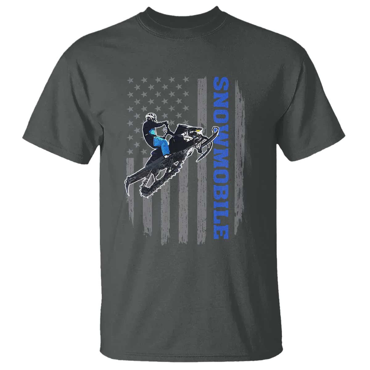 Snowmobile American Flag  Snowcross Riding Winter Sport T Shirt - Wonder Print Shop