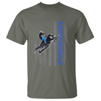 Snowmobile American Flag  Snowcross Riding Winter Sport T Shirt - Wonder Print Shop