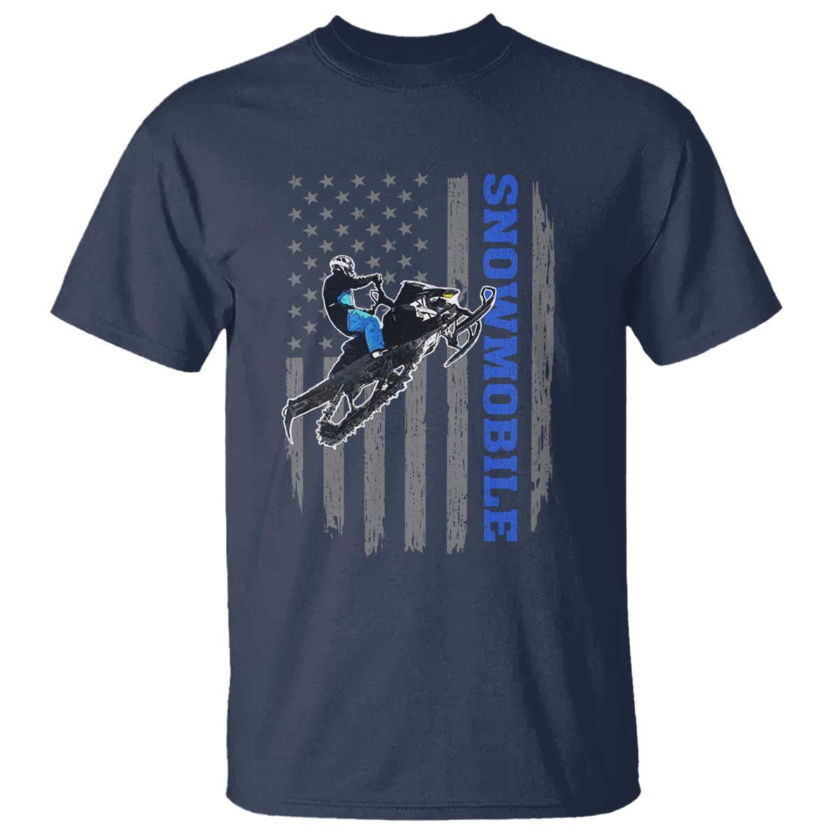 Snowmobile American Flag  Snowcross Riding Winter Sport T Shirt - Wonder Print Shop