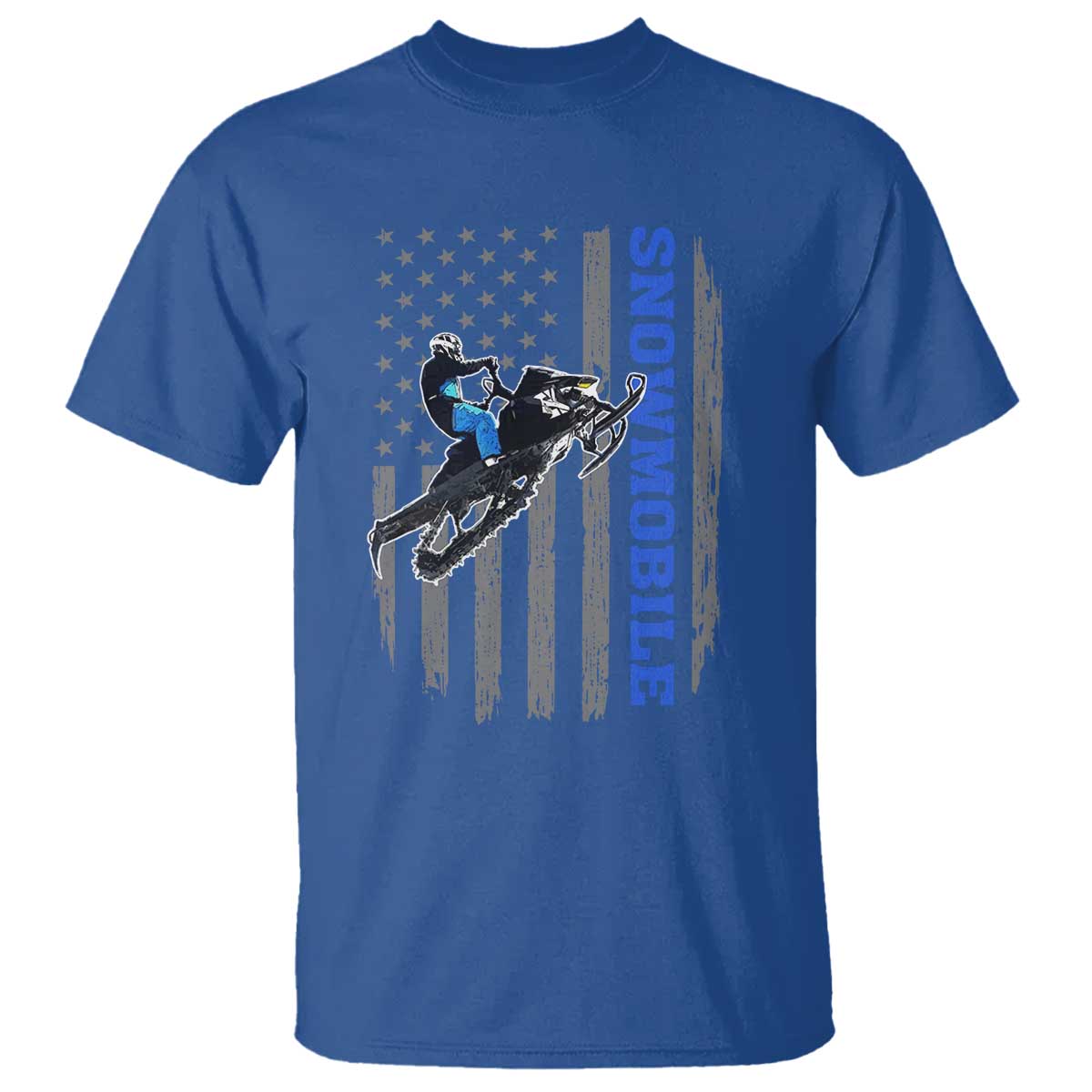 Snowmobile American Flag  Snowcross Riding Winter Sport T Shirt - Wonder Print Shop