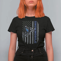 Snowmobile American Flag  Snowcross Riding Winter Sport T Shirt For Women - Wonder Print Shop