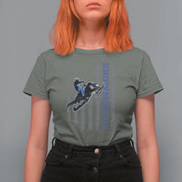 Snowmobile American Flag  Snowcross Riding Winter Sport T Shirt For Women - Wonder Print Shop