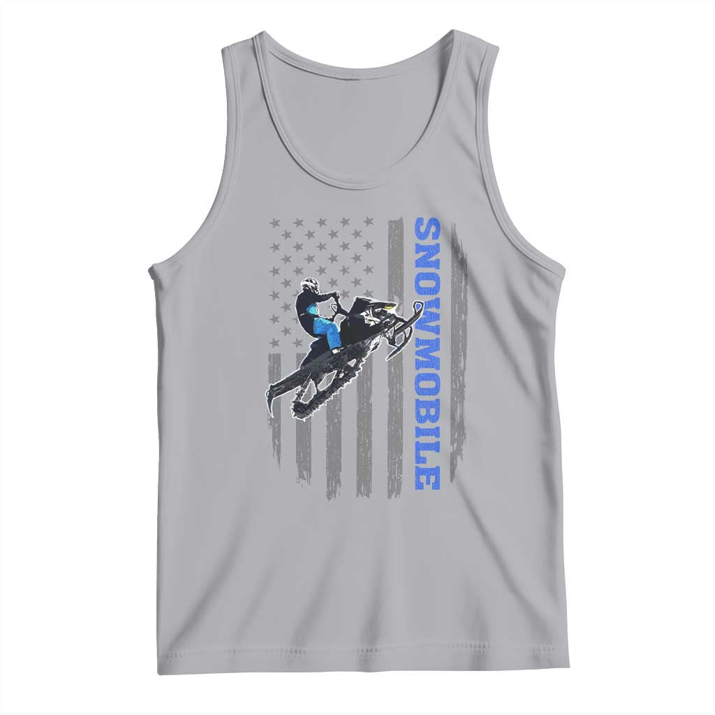 Snowmobile American Flag  Snowcross Riding Winter Sport Tank Top - Wonder Print Shop
