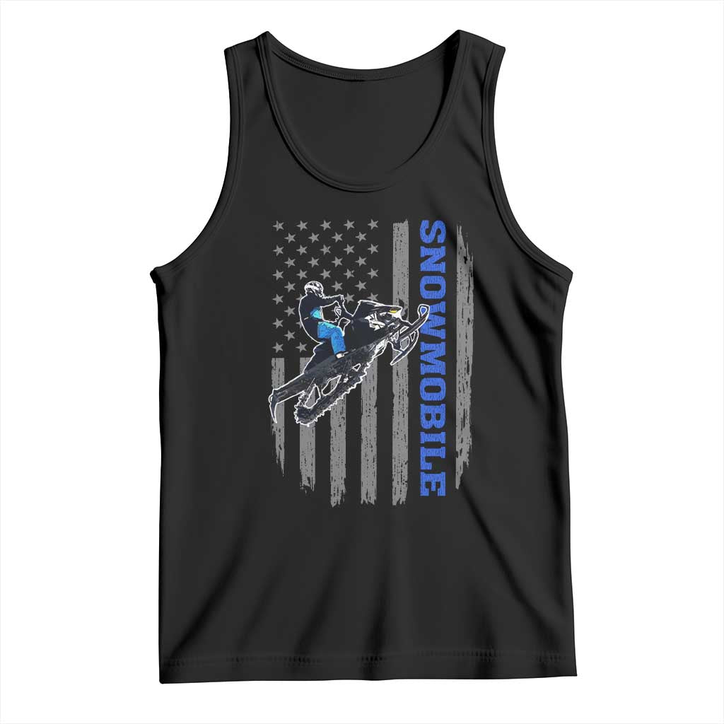 Snowmobile American Flag  Snowcross Riding Winter Sport Tank Top - Wonder Print Shop