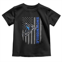 Snowmobile American Flag  Snowcross Riding Winter Sport Toddler T Shirt - Wonder Print Shop