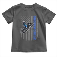 Snowmobile American Flag  Snowcross Riding Winter Sport Toddler T Shirt - Wonder Print Shop