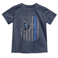 Snowmobile American Flag  Snowcross Riding Winter Sport Toddler T Shirt - Wonder Print Shop