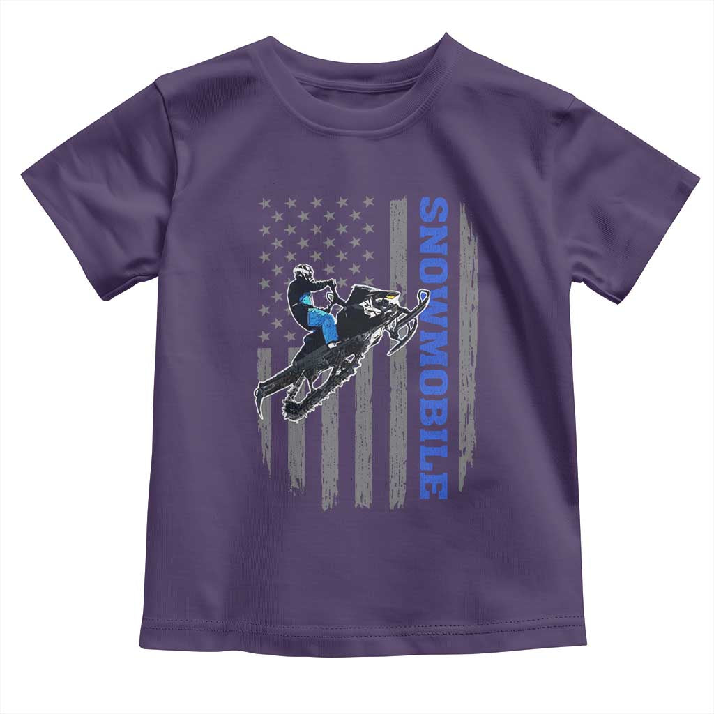 Snowmobile American Flag  Snowcross Riding Winter Sport Toddler T Shirt - Wonder Print Shop