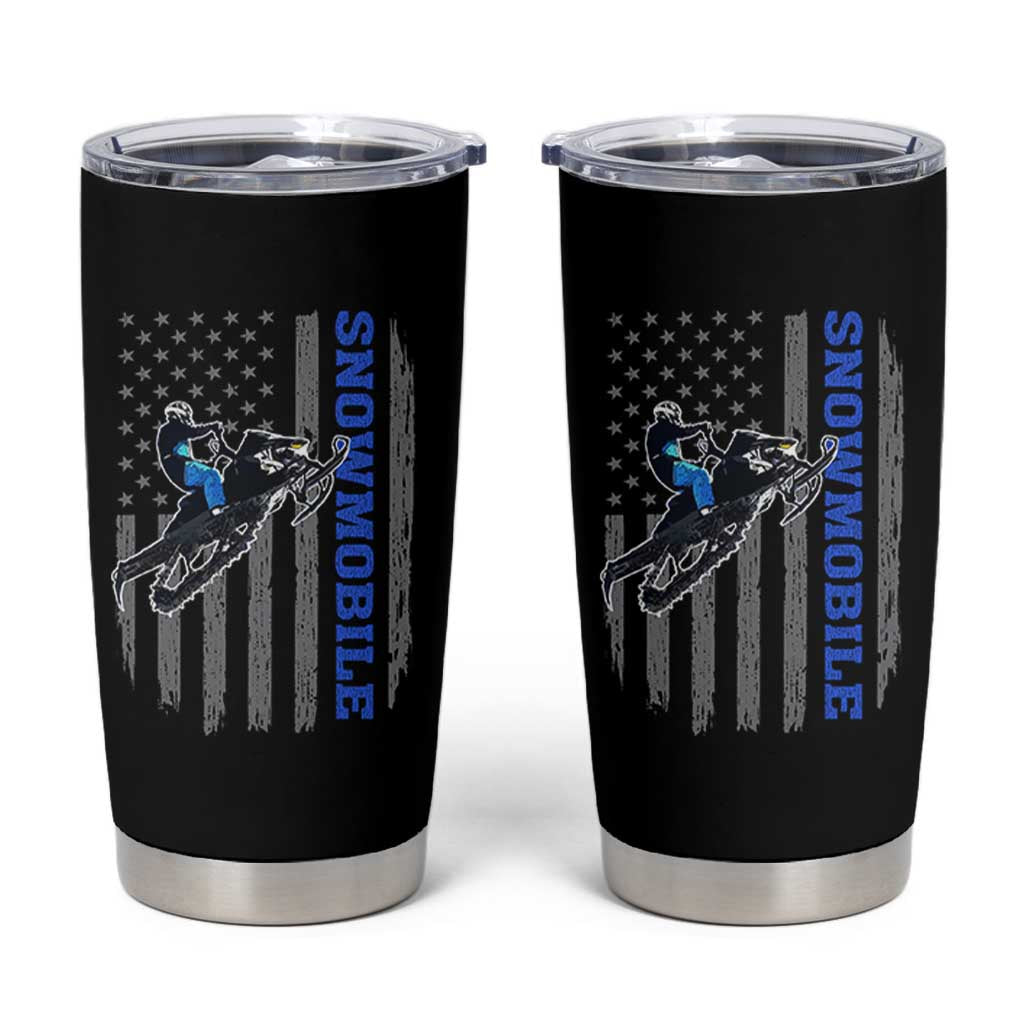 Snowmobile American Flag  Snowcross Riding Winter Sport Tumbler Cup - Wonder Print Shop