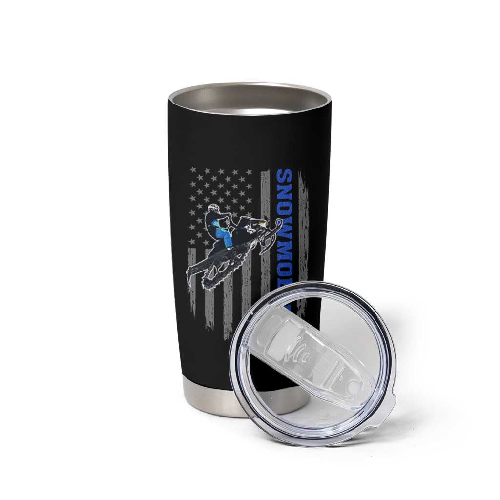Snowmobile American Flag  Snowcross Riding Winter Sport Tumbler Cup - Wonder Print Shop