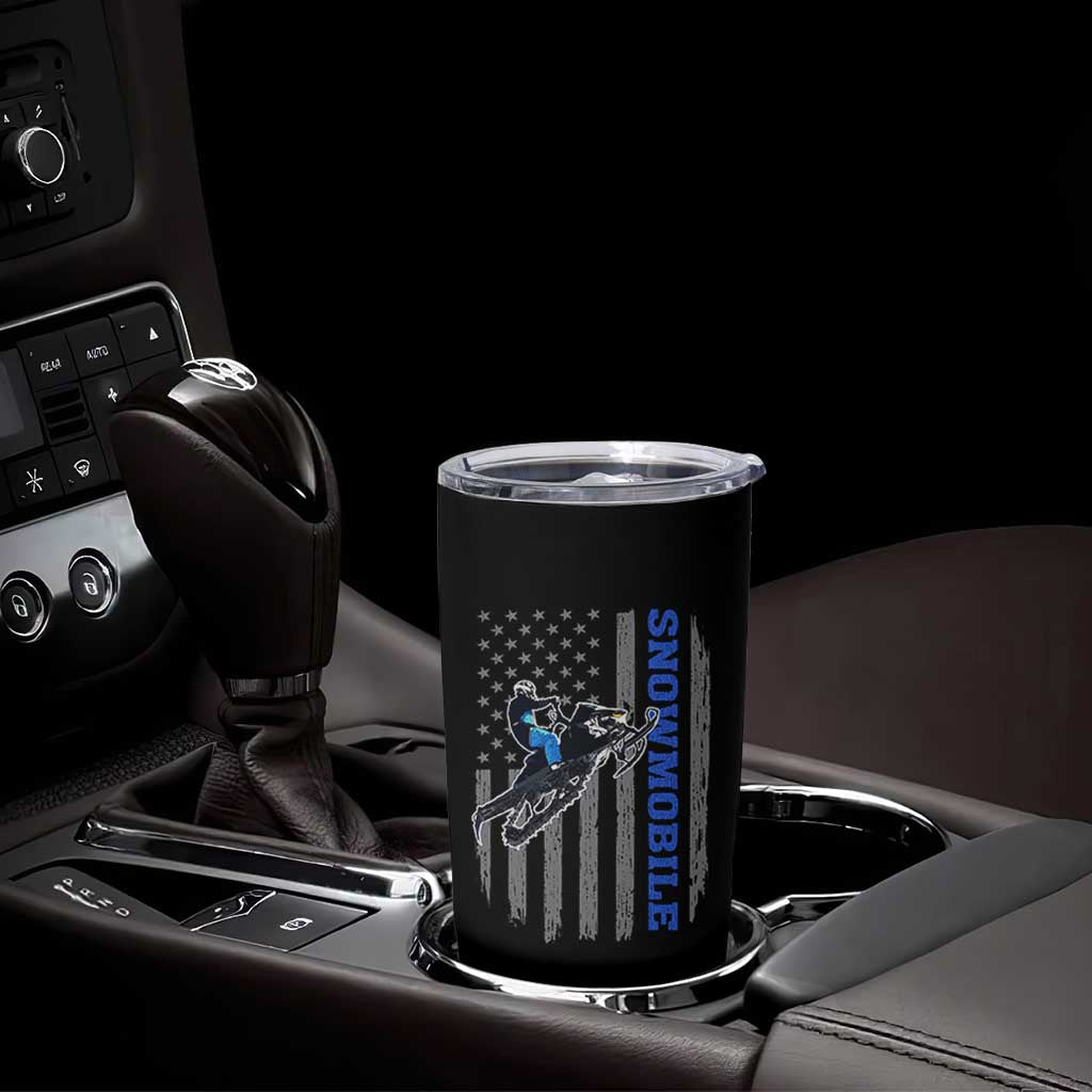 Snowmobile American Flag  Snowcross Riding Winter Sport Tumbler Cup - Wonder Print Shop
