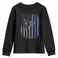 Snowmobile American Flag  Snowcross Riding Winter Sport Youth Sweatshirt - Wonder Print Shop