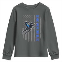 Snowmobile American Flag  Snowcross Riding Winter Sport Youth Sweatshirt - Wonder Print Shop