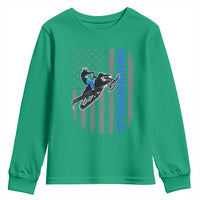 Snowmobile American Flag  Snowcross Riding Winter Sport Youth Sweatshirt - Wonder Print Shop