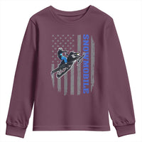 Snowmobile American Flag  Snowcross Riding Winter Sport Youth Sweatshirt - Wonder Print Shop