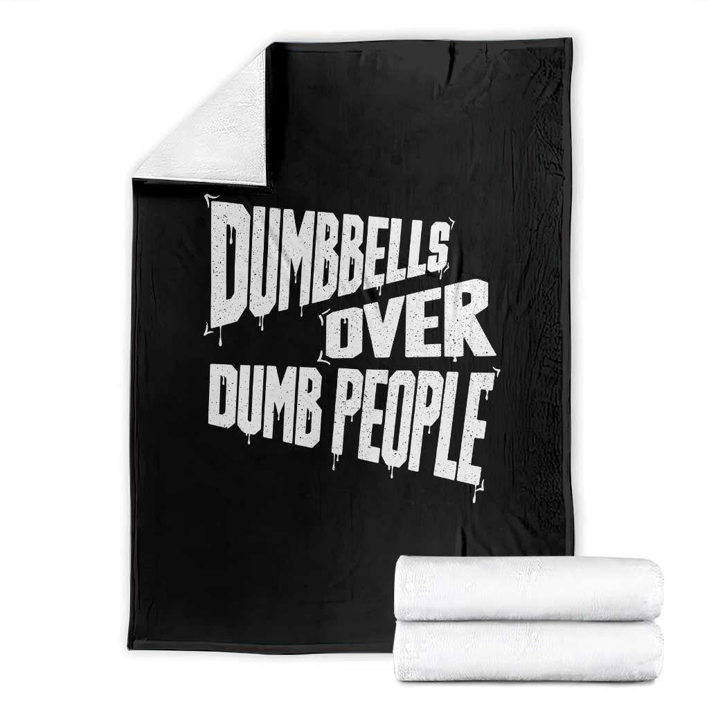 Funny Dumbbells Over Dumb People Throw Blanket Gym Workout Fitness Motivation - Wonder Print Shop